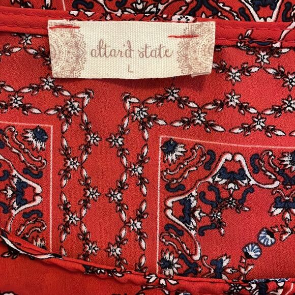 Altar’d State Mackenzie Handkerchief Red Crop Top Blouse Boho Hippie Beach - Picture 3 of 4
